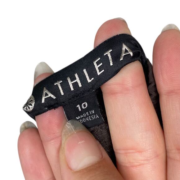 Athleta Skyline Olive Brown Paper Bag Tapered Featherweight Pants SZ 10 - Picture 8 of 9